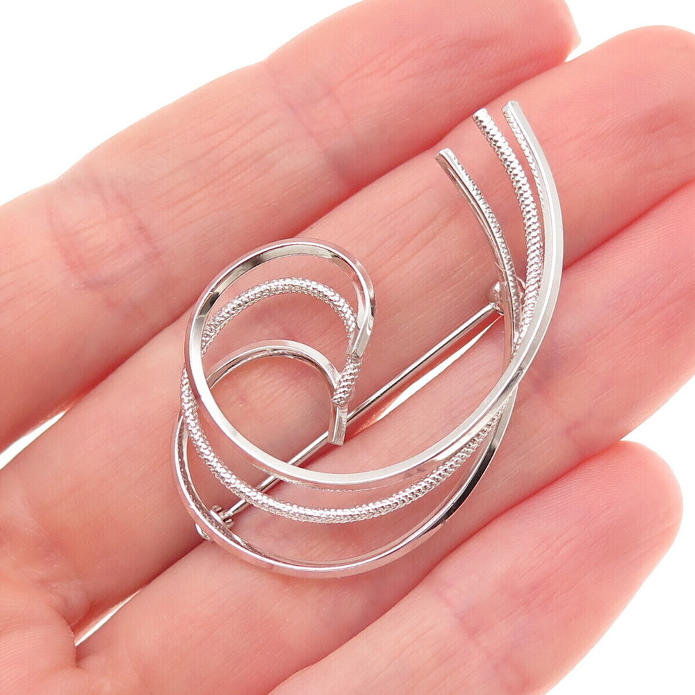 Van Dell 925 Sterling Silver Vintage Wave Pin Brooch